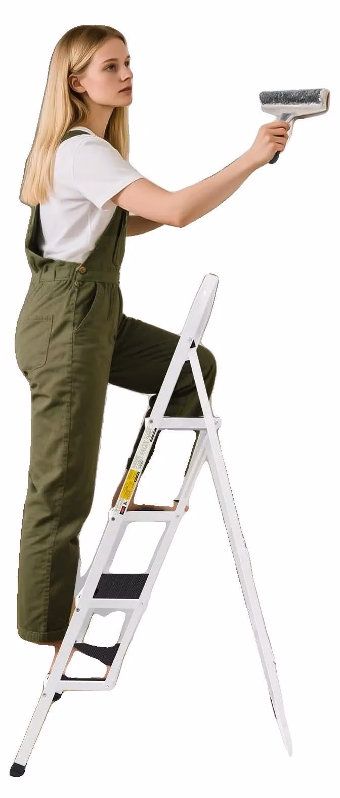 Scala a pioli, salvaspazio, dotata di caratteristiche di sicurezza antiscivolo, scala a 4 pioli