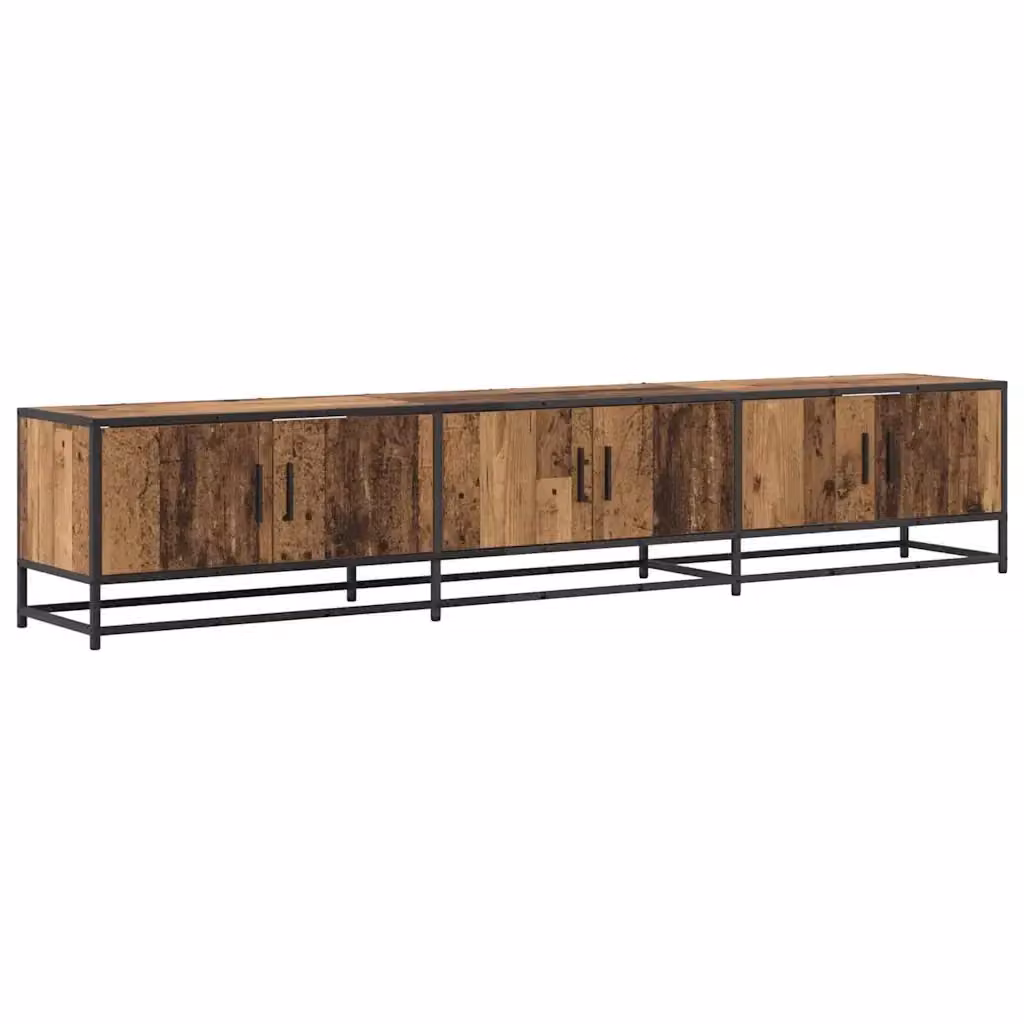 Unità TV moderna vidaXL in legno e metallo, colore marrone, L: 210 cm, P: 35 cm, H: 41 cm – 2