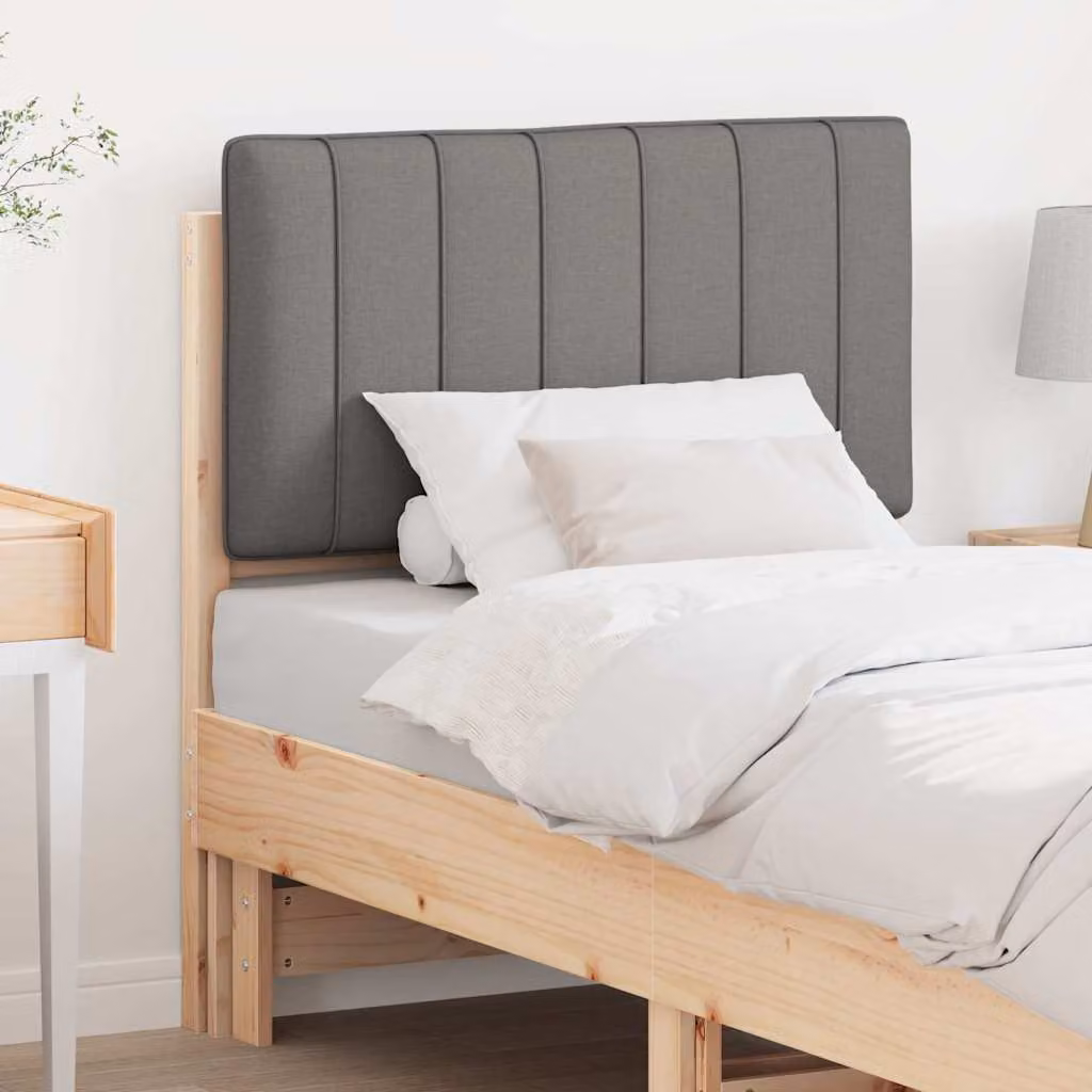 Testiera imbottita moderna vidaXL in pino massello, colori marrone e grigio, H: 84,5 cm x L: 75 cm x P: 12 cm