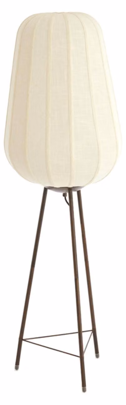 Lampada da terra - marrone bianco - BIBURY - legno tessile - lampada a treppiede - E27 - 1897888 - Light & Living