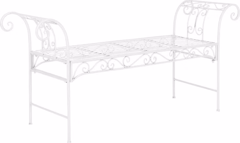 Panchina da giardino Cossila 70x147x46 cm Panchina in metallo 200 kg Bianco