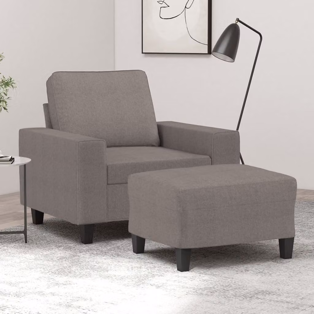 Maison Exclusive - Poltrona con poggiapiedi color taupe, 60 cm, in tessuto