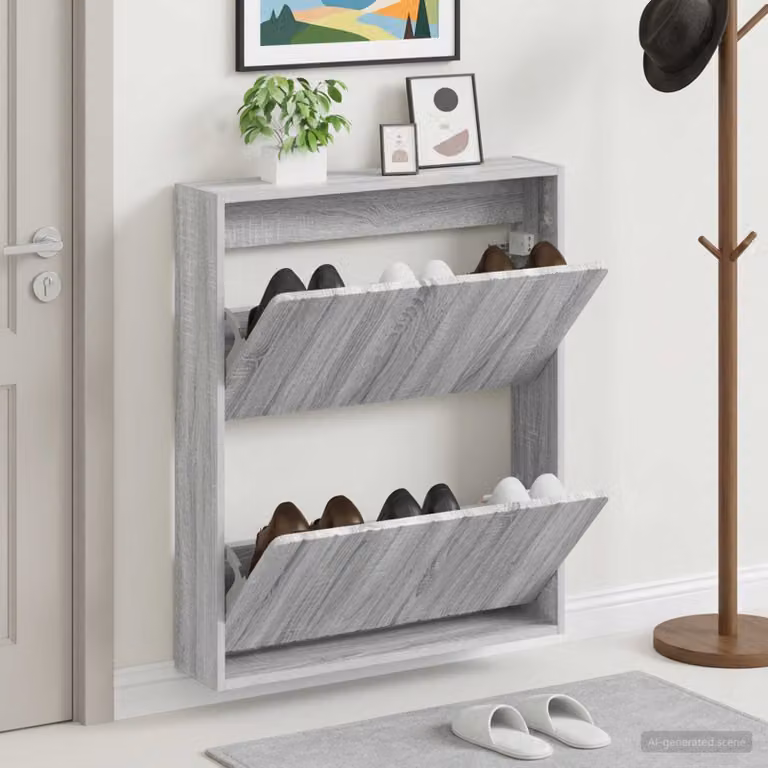 Mobiletto per scarpe da muro vidaXL ZWOLLE grigio L: 71 cm, P: 17 cm, H: 86 cm