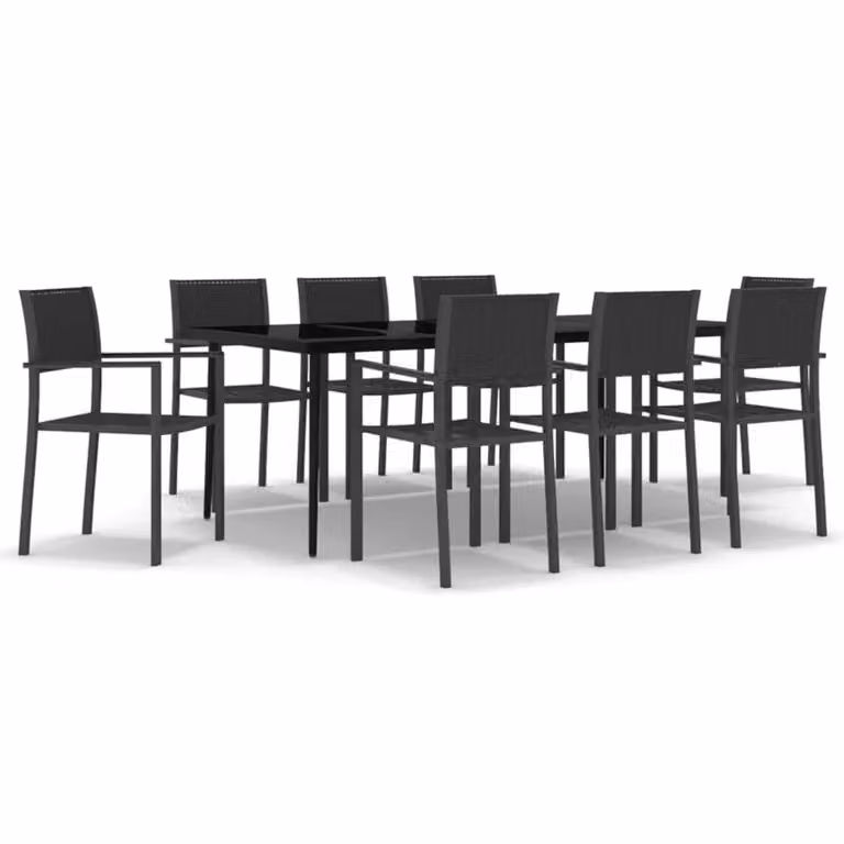 Set da Pranzo da Giardino 9 pz Nero