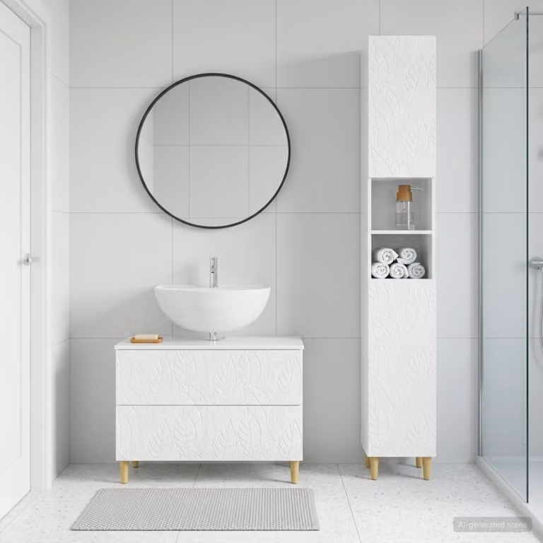 Set di mobili da bagno vidaXL DELFT composto da 2 pezzi, mobile lavabo e pensile, bianco lucido