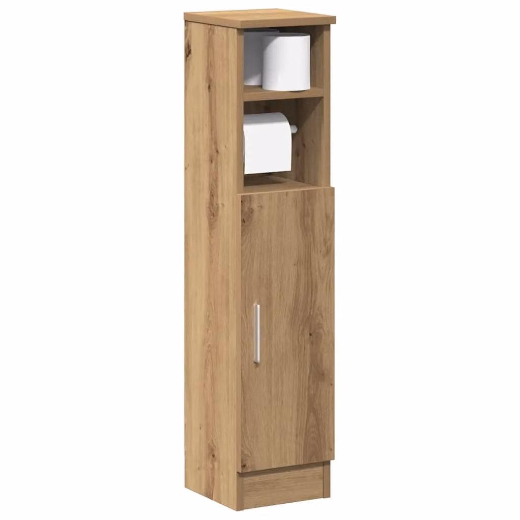 Mobile da bagno vidaXL in legno rovere marrone con portarotolo L: 20,5 cm, P: 22 cm, H: 90 cm