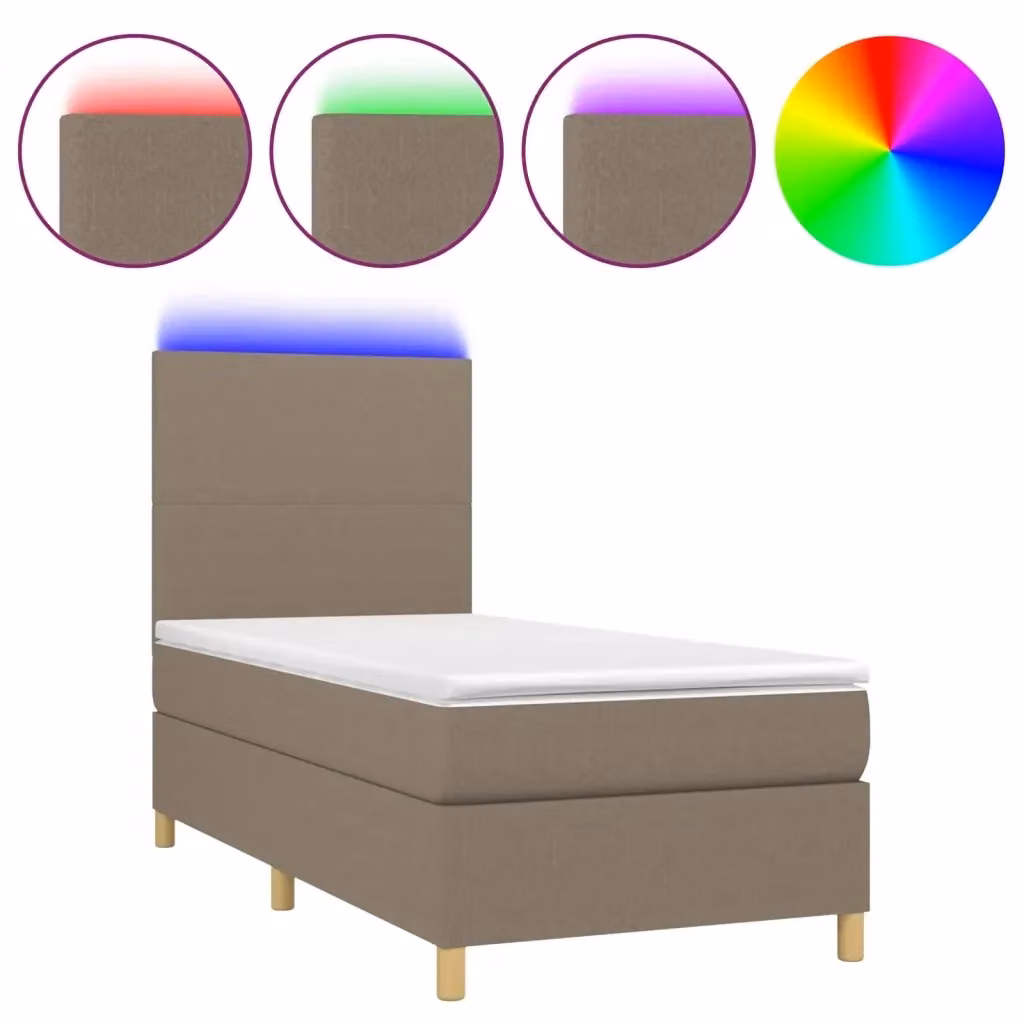 Letto a molle con materasso vidaXL con illuminazione LED e porta USB in tessuto, L/P: 90 x 190 cm – 2