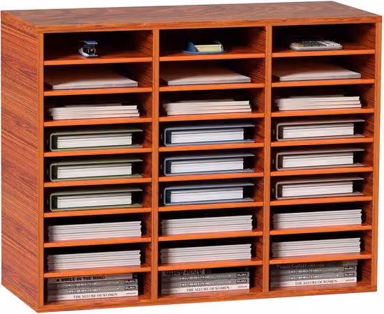 Organizzatore per documenti – 27 scomparti, raccoglitore in MDF regolabile per ufficio, casa e scuola, ideale per archiviare documenti, pratiche, riviste, colore marrone