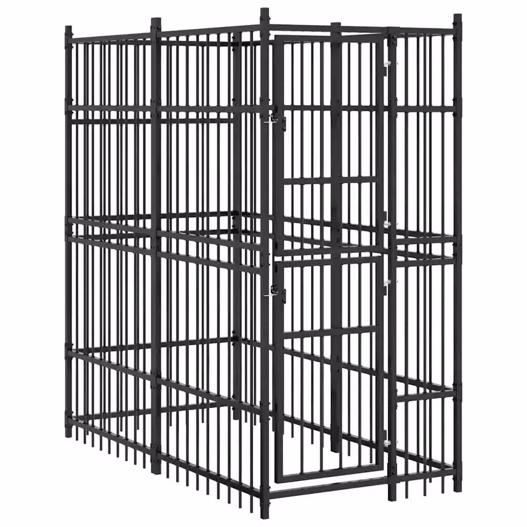 Gabbia per cani da esterno vidaXL in metallo nero opaco L/P/H: 200 x 192 x 96 cm – 2