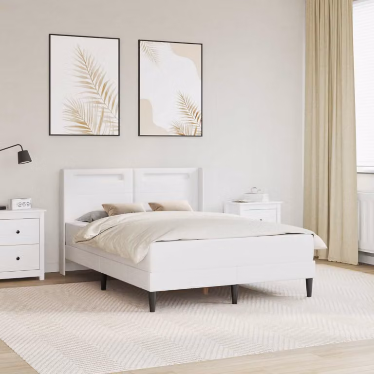 vidaXL Struttura letto moderna con materasso in similpelle bianco, con illuminazione sottostante e porta USB, L/P/H: 200 x 160 x 164 cm
