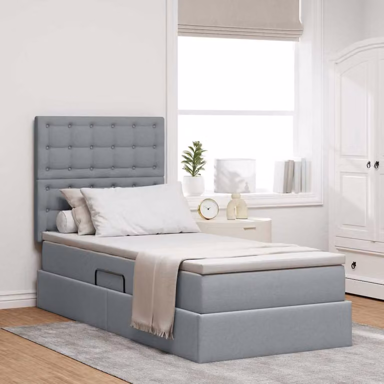 Letto con contenitore e illuminazione LED con porta USB vidaXL Grigio, L/P/H: 190 x 90 x 128 cm