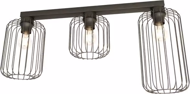 Plafoniera Minimal Industrial Njoror Luceart-Classic con 3 Luci Lineari in Metallo Nera