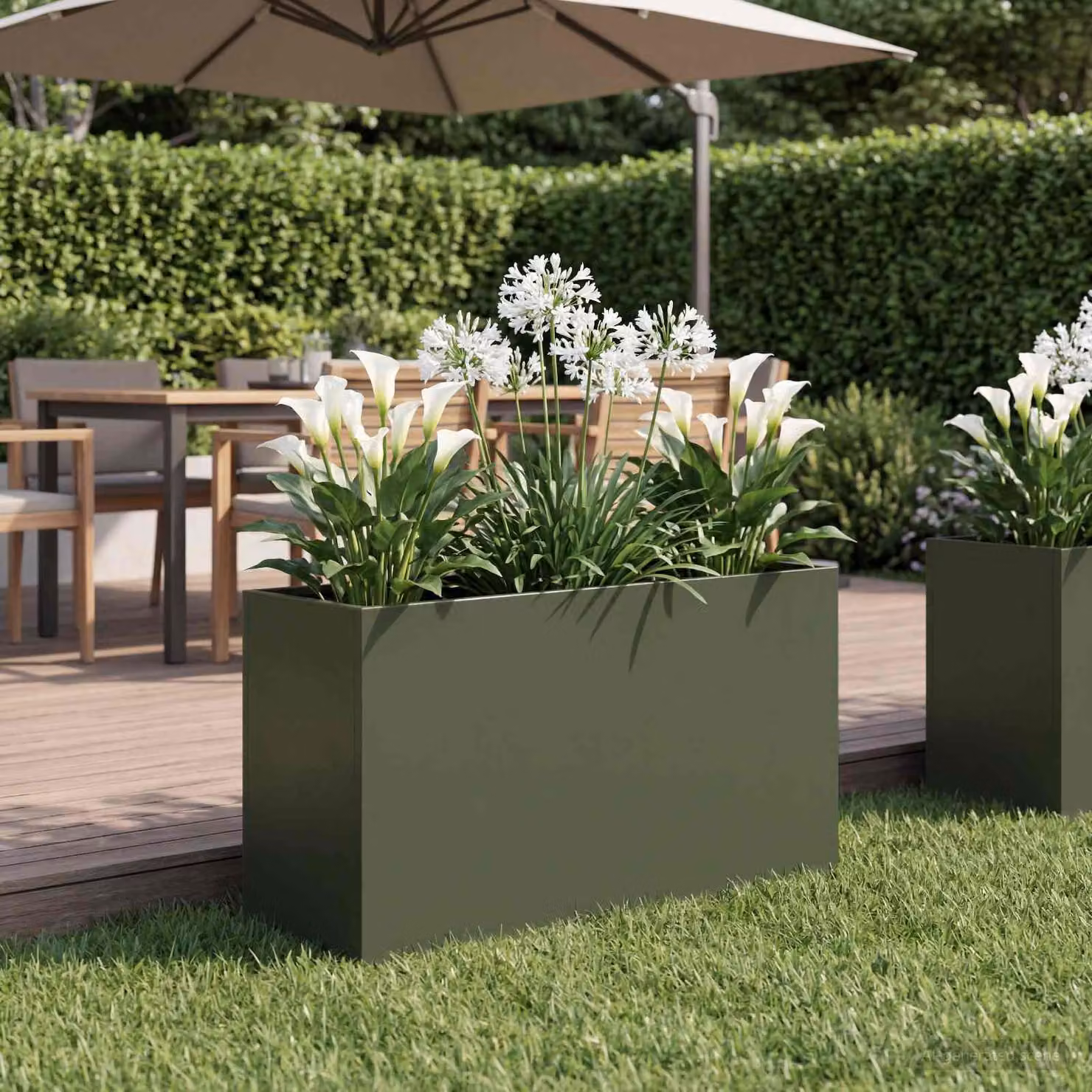 vidaXL Vaso da giardino in metallo Verde, L: 80 cm, P: 40 cm, H: 50 cm