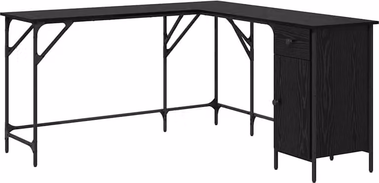 Scrivania Rovere Nero 141 x 141 x 75 cm Legno multistrato