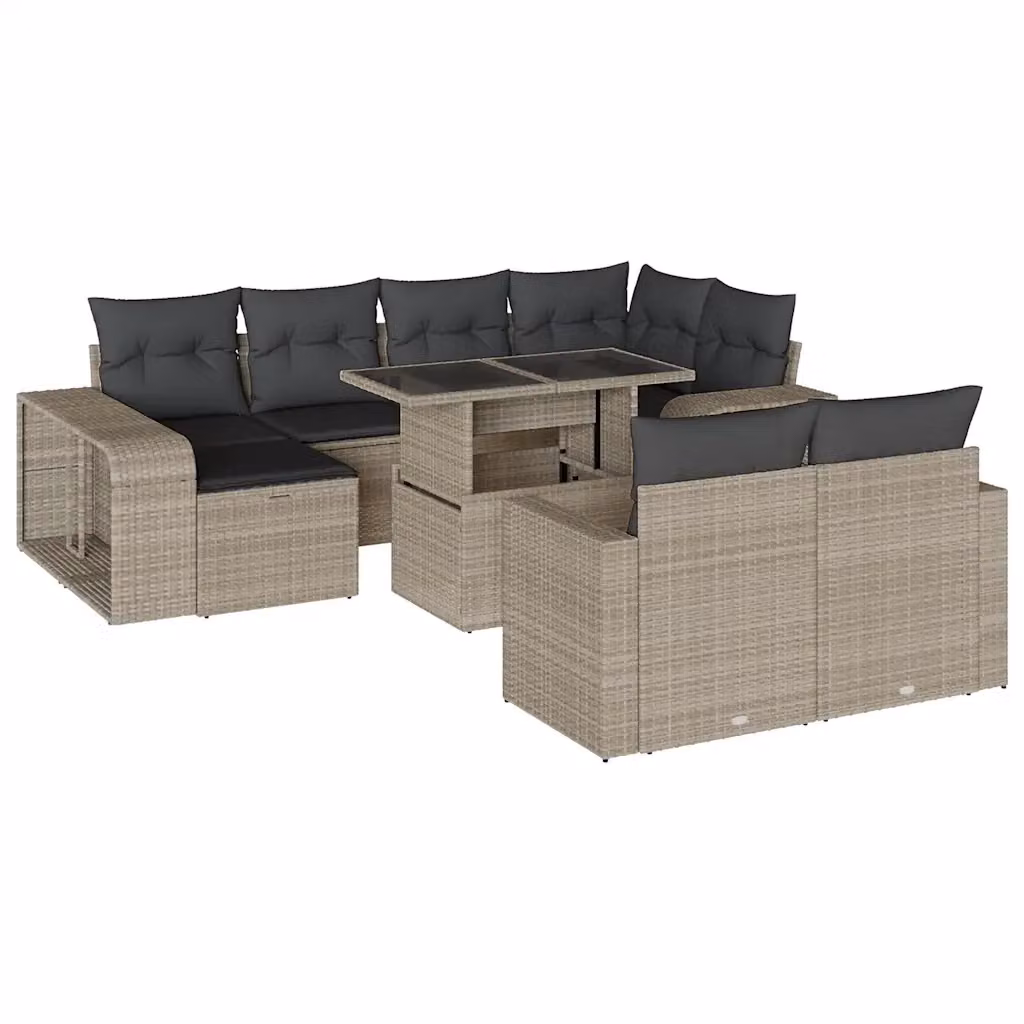 Set di divani da giardino vidaXL a forma di L composto da 11 pezzi in polyrattan grigio antracite con cuscini inclusi – 2
