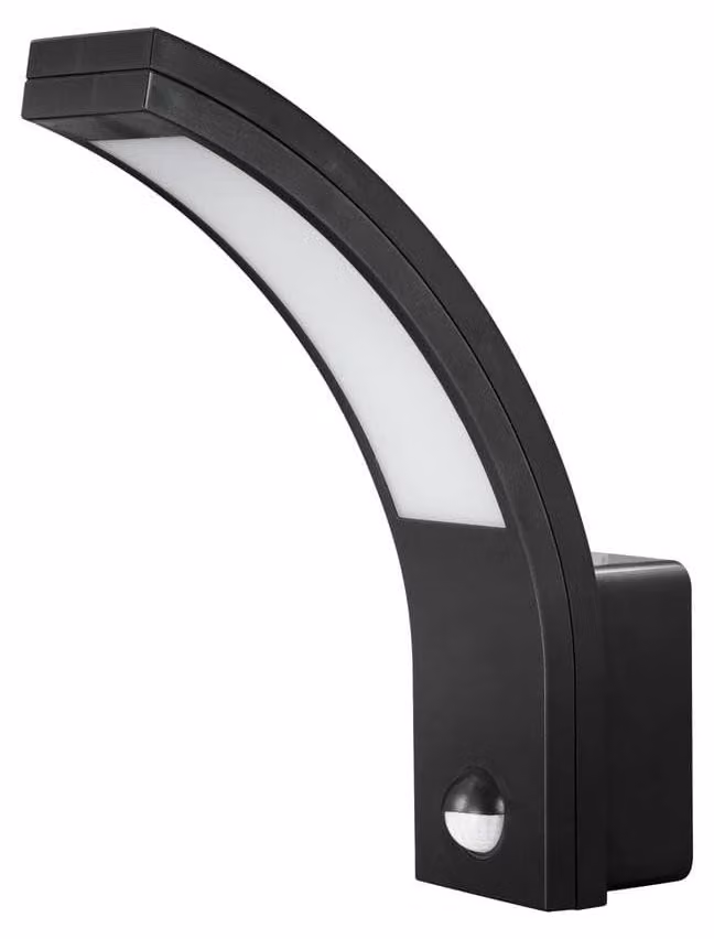 Lampada a LED con sensore, grado di protezione IP54, colore nero, 10 W, con sensore di movimento