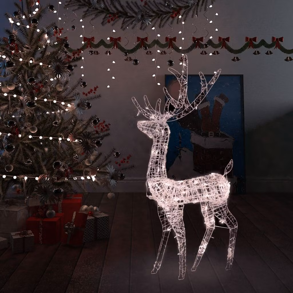 The Living Store LED renna acrilica decorazione natalizia 140 LED 120 cm bianco caldo