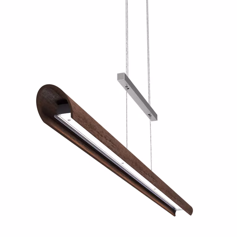 Elobra Lampada a sospensione Colombia, dimmerabile, Legno scuro, Soggiorno / Sala da pranzo, Legno, Moderno, Lampada a sospensione
