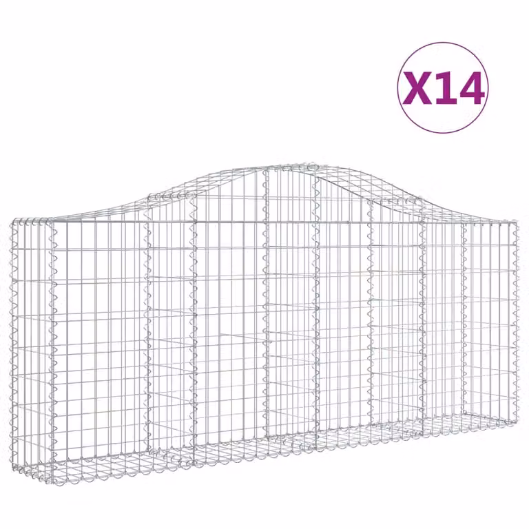 Cesti Gabbioni ad Arco 14 pz 200x30x80/100 cm Ferro Zincato