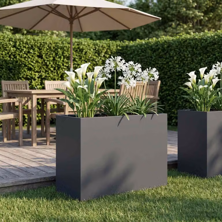 Vaso da giardino vidaXL in metallo colore antracite L: 60 cm, P: 30 cm, H: 40 cm