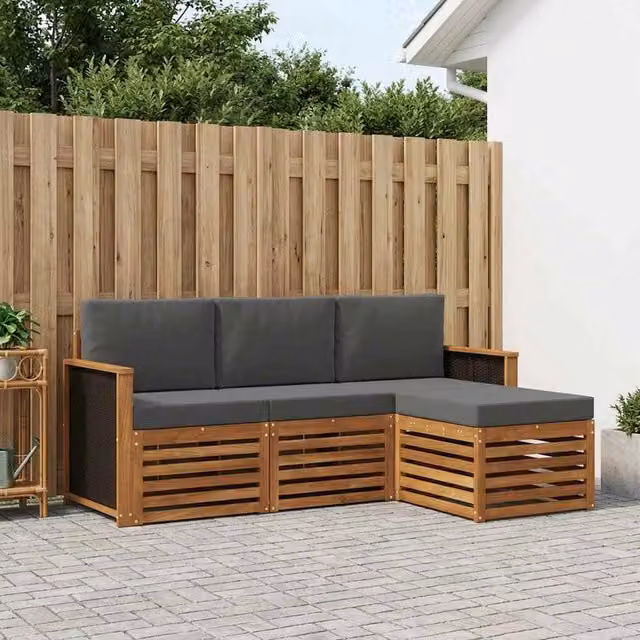 Set di divani da esterno 4 pz Naturale e Antracite 3384193