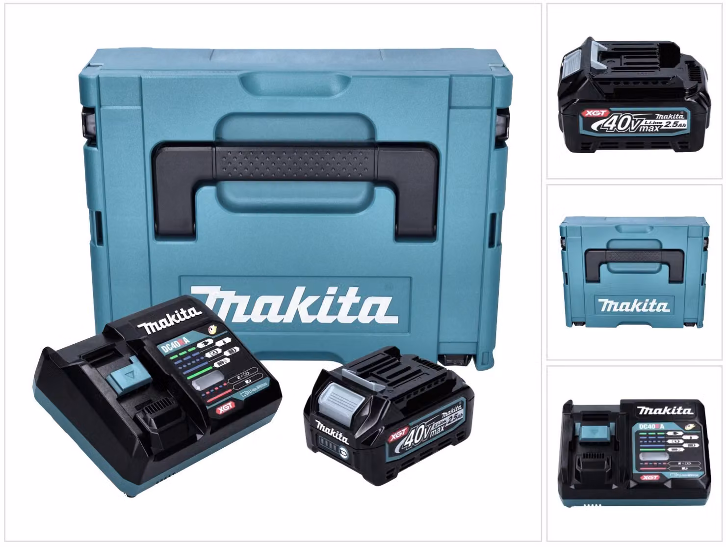 Kit di alimentazione Makita 1x batteria BL 4025 40 V max. 2,5 Ah XGT + caricatore DC 40 RA + Makpac