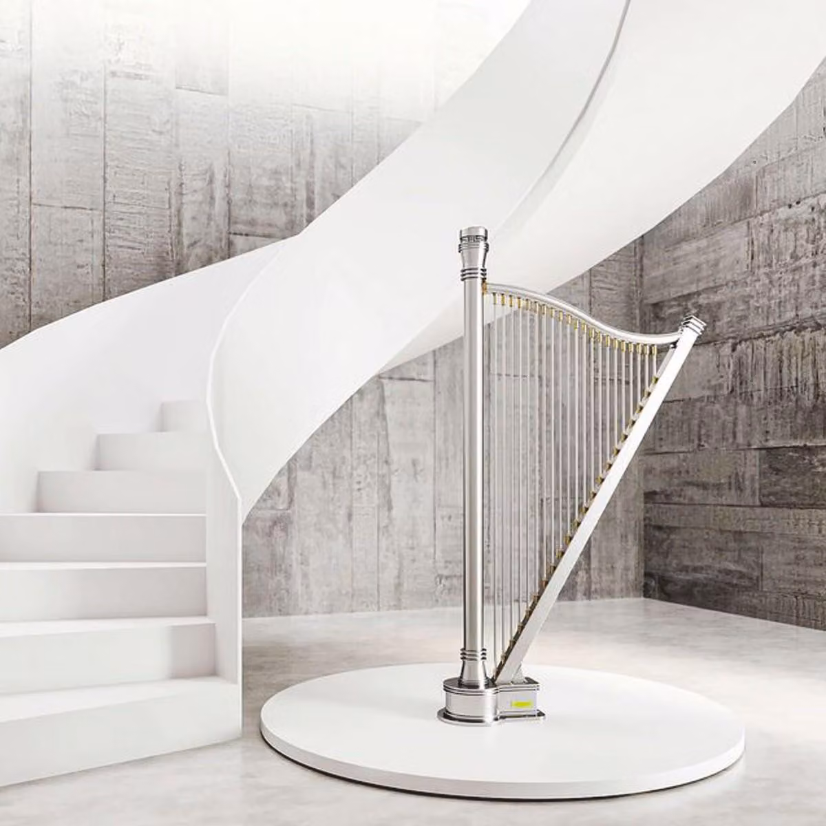 Casa Padrino stufa a forma di arpa argento/oro h. 200 cm - freestanding