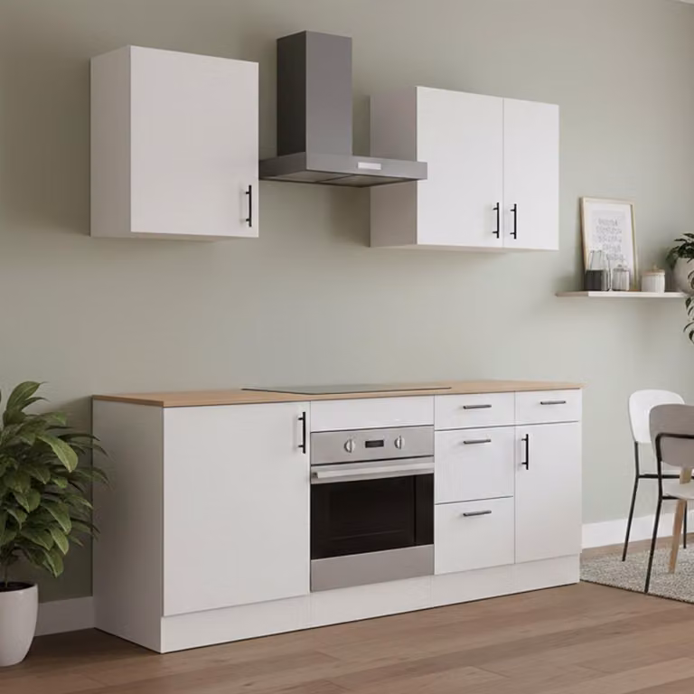 Moriantha - Cucina, Bianco, 4 Cassetti, Elettrodomestici non inclusi,