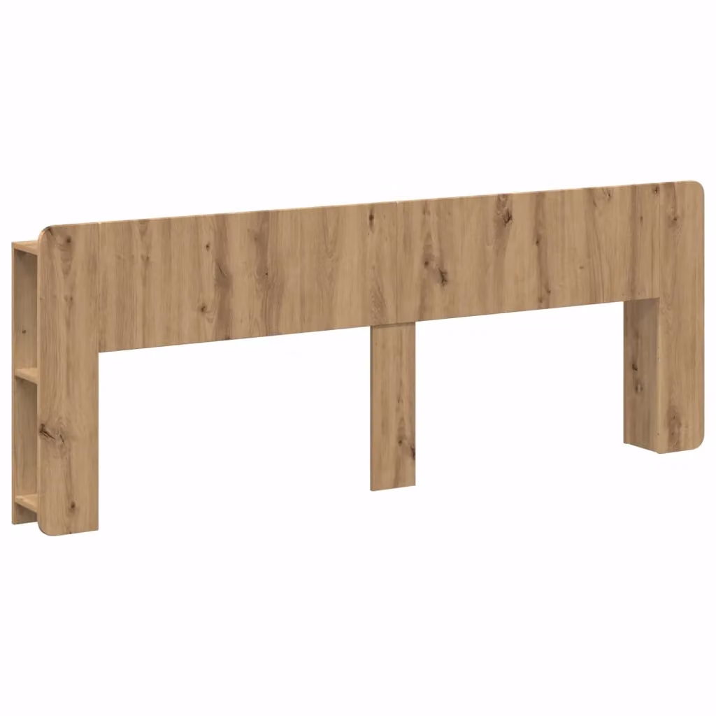 Testiera del letto moderna con mensola integrata in legno ingegnerizzato marrone, montaggio a parete, L: 193.5 cm, H: 80 cm, P: 24.49 cm – 2