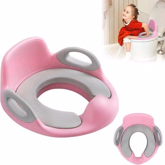 Sedile WC per bambini con cuscino e schienale | Protezione contro gli schizzi per bambini e bambine
