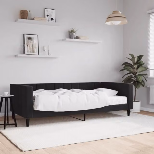 Divano Letto con Materasso Nero 90x190 cm in Velluto 3196682