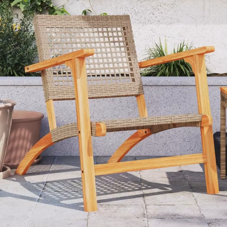 Maison Exclusive - Sedie da giardino 2 pz. Beige Poly Rattan e legno di acacia