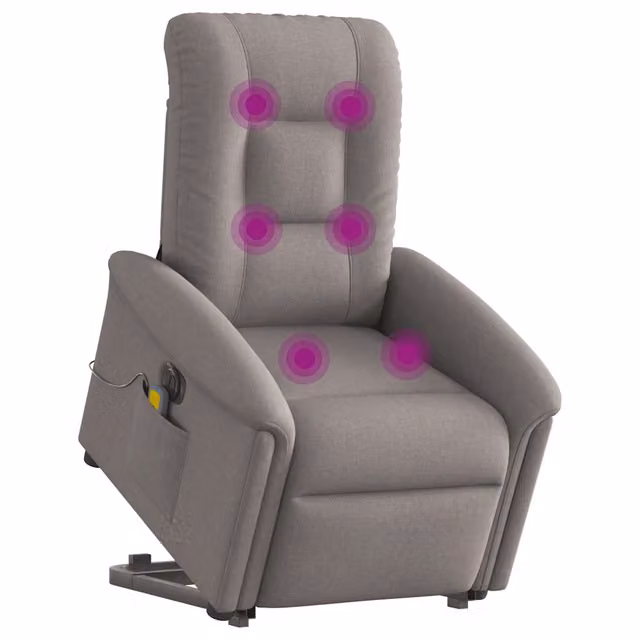 Poltrona Alzapersona Elettrica con Massaggio vidaXL in Tessuto Beige e Grigio per Anziani – 1