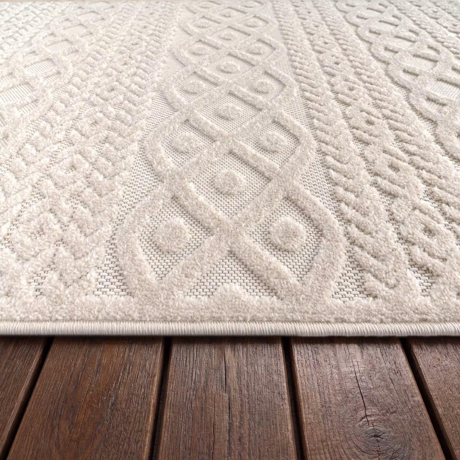 Tappeto geometrico moderno Cotara per interni ed esterni, colore beige, L: 60 cm x P: 100 cm – 2