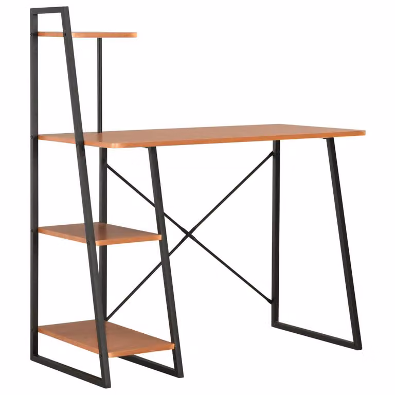 Scrivania con scaffale nero e rovere 102×50×117 cm
