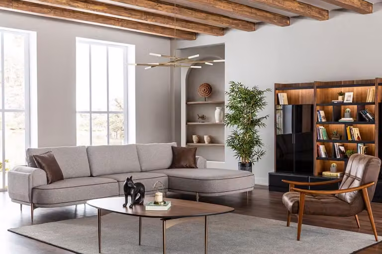 Stoffsofa Ecksofa L-Form Sofa Stoff Sofas Grau Modern Wohnzimmer Möbel