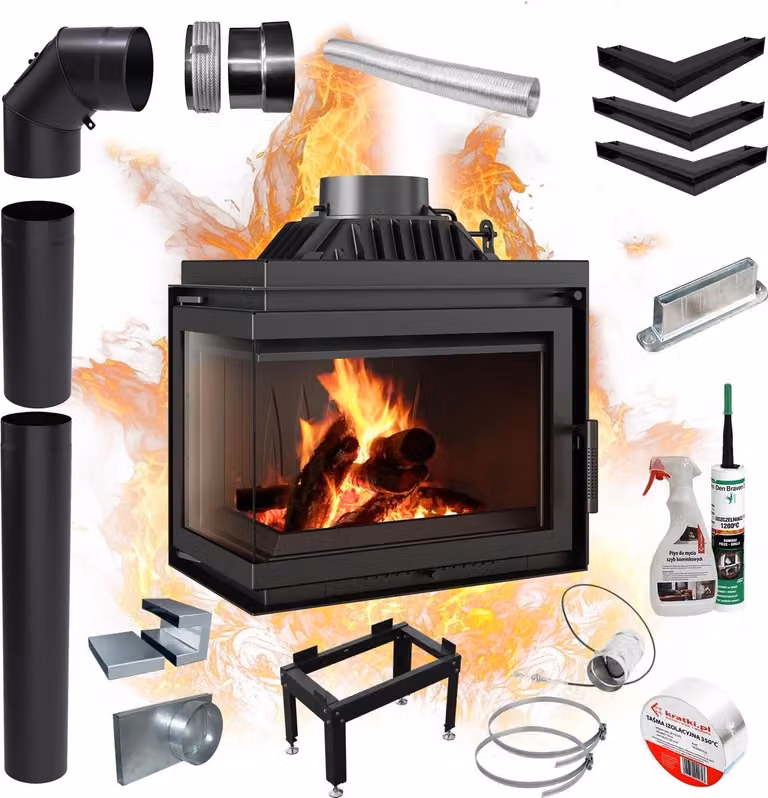 Caminetto ad aria sinistra SIMPLE BS 8 kW Ø 200 set di chiusura