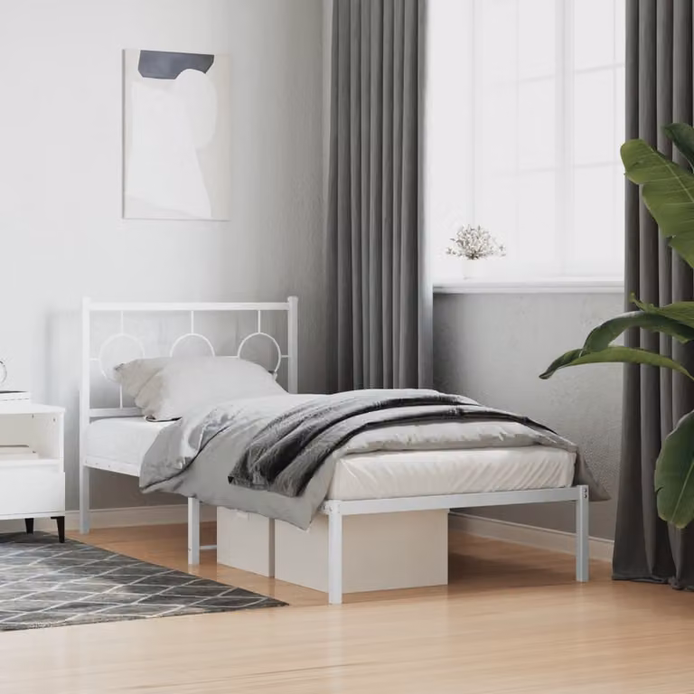 vidaXL Giroletto con Testiera in Metallo Bianco 90x190 cm
