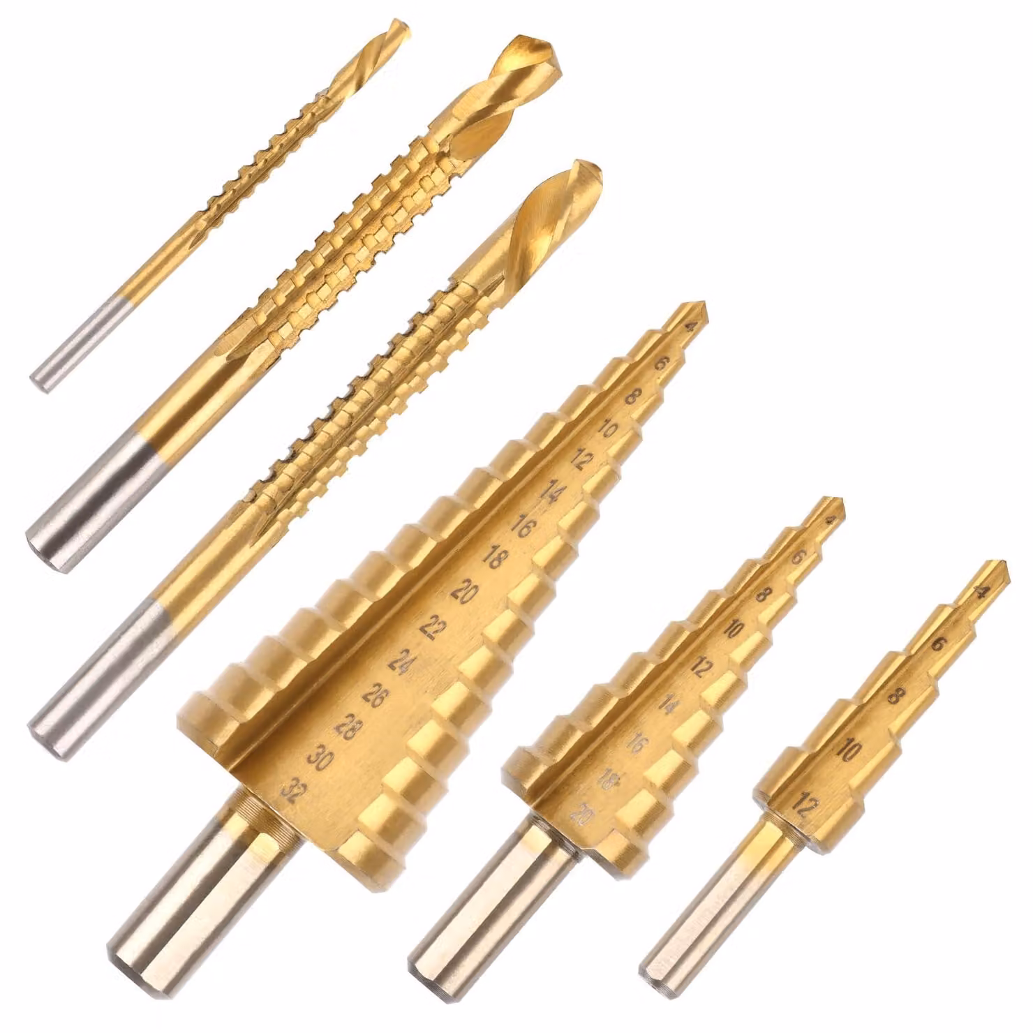 Set di 6 punte da trapano a tazza, adatte per metallo, con diametro da 4 a 32 mm