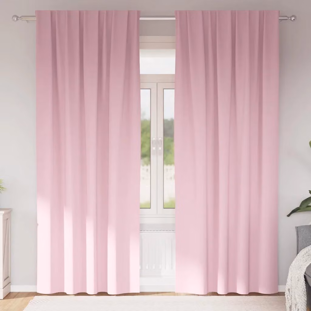 Set di 2 tende blackout vidaXL con anelli in poliestere, colore rosa, H: 260 cm x L: 140 cm