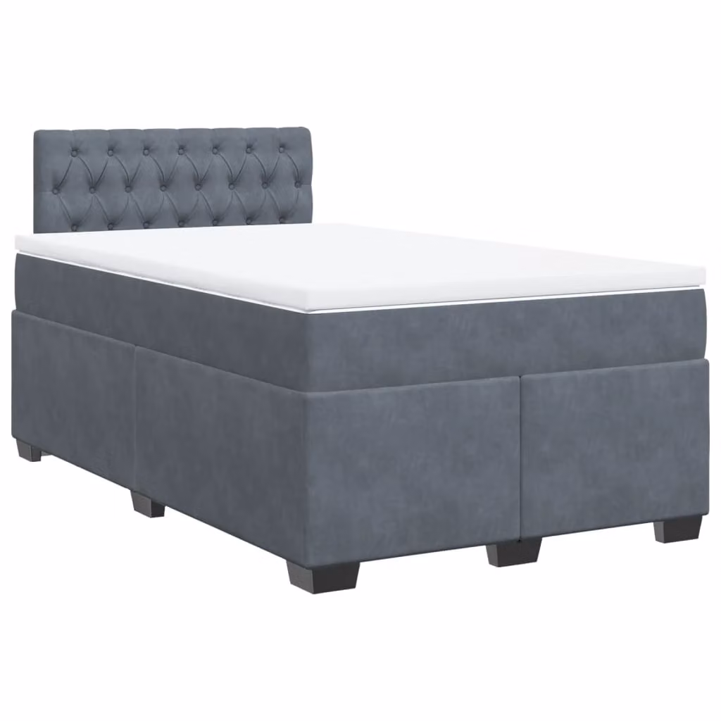 Giroletto a Molle con Materasso Grigio Scuro 120x190 cm Velluto