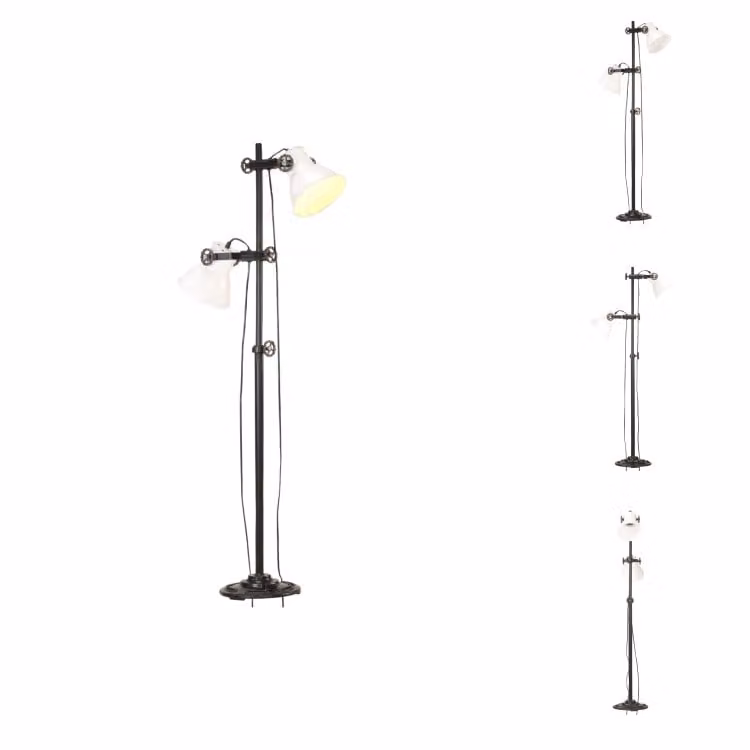 vidaXL Lampada da terra a 2 luci in ghisa bianca E27 - Lampade