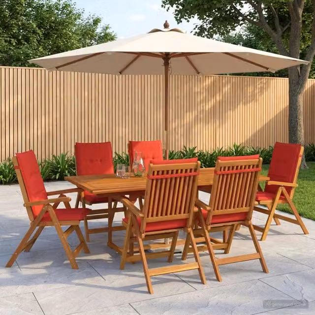 Set da pranzo da giardino 7 pezzi Naturale 3434528