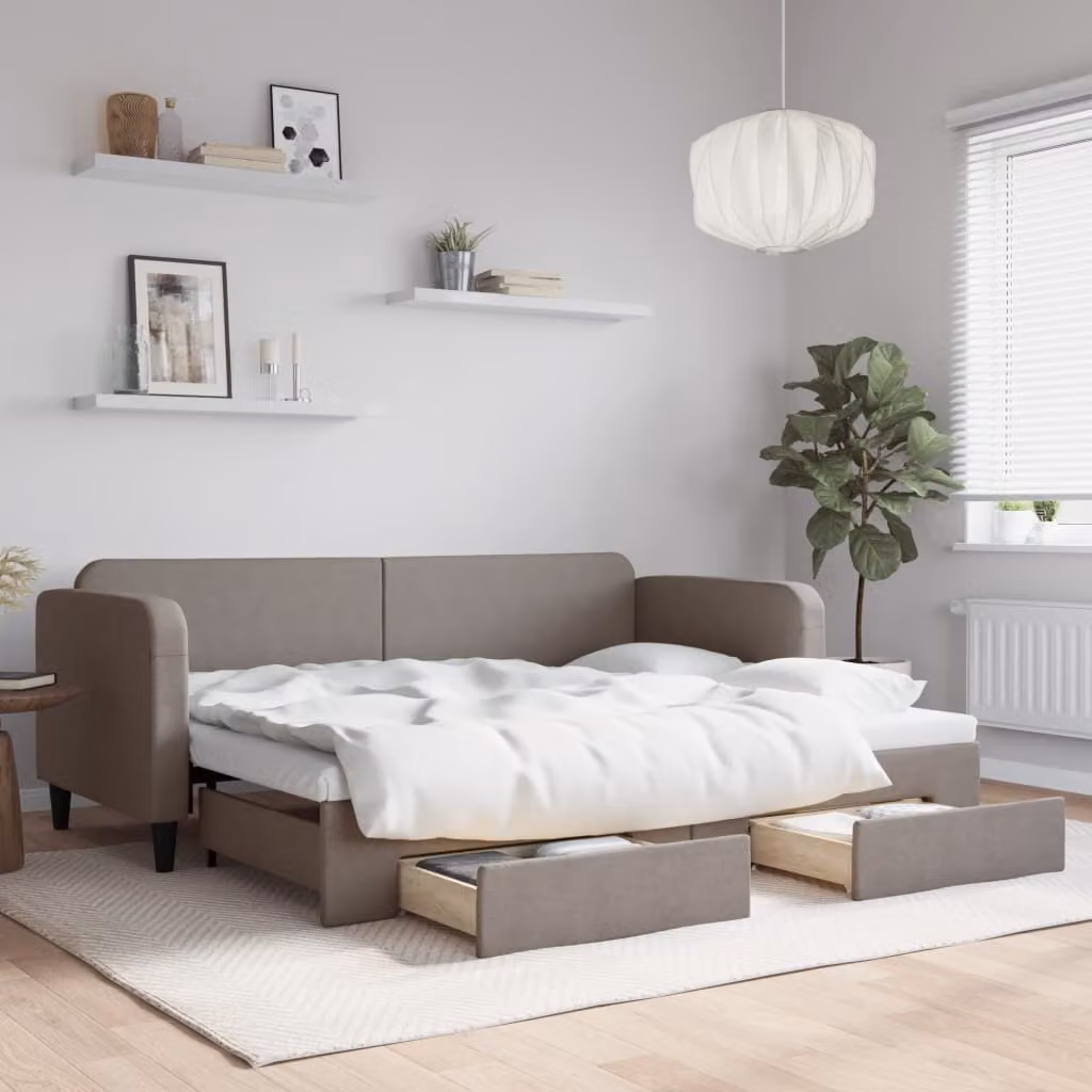 Maison Exclusive - Divano letto estraibile con cassetti, color taupe, 80x200 cm, rivestimento in tessuto