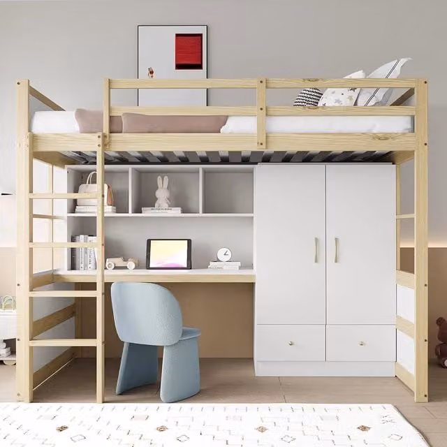 Letto a soppalco - Xylo - 90x200 cm legno con scrivania