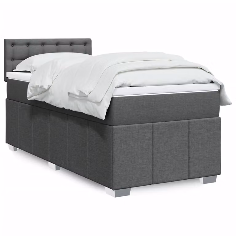 vidaXL Letto Ibrido con Materasso a Molle Insacchettate Grigio e Bianco L/P/H: 90 x 190 cm