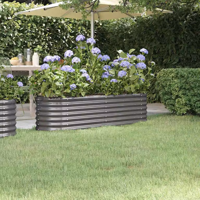 Letto rialzato da giardino vidaXL in acciaio zincato grigio L: 152 cm, P: 40 cm, H: 36 cm