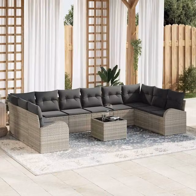 Set di divani 11 pz Grigio chiaro [Sintetico]: Polyrattan 3346232