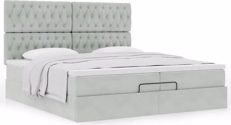 Struttura Letto Pouf con Materassi 200x200 cm Velluto