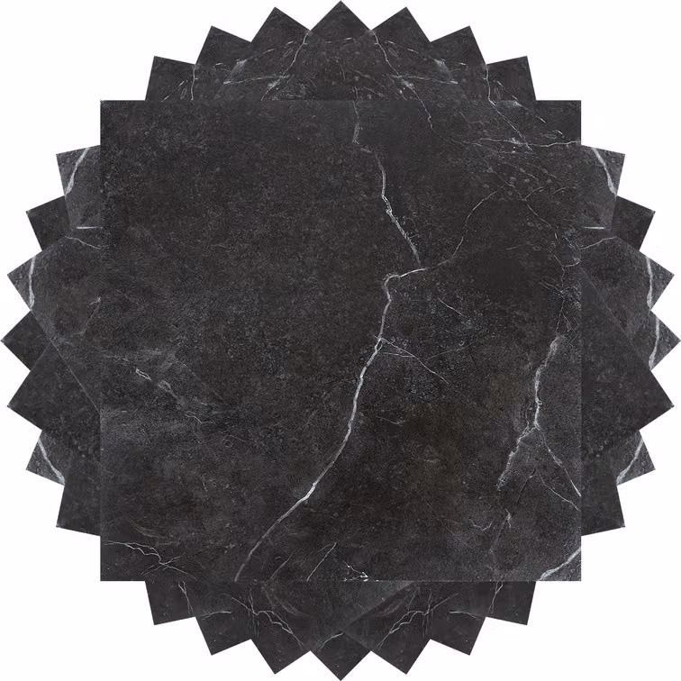 Pavimento vinilico Jopassy, pavimento in PVC, piastrelle autoadesive, effetto marmo, nero, circa 2m²/22 piastrelle